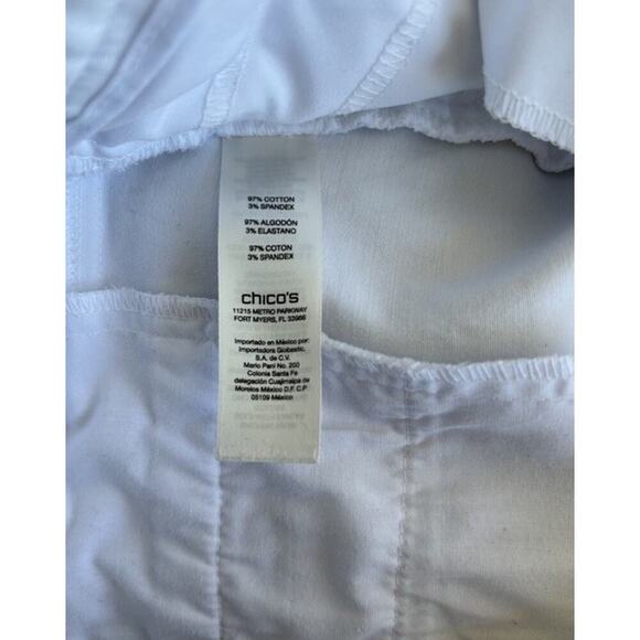 Womens So Slimming Chicos White Crop Cuffed Straight Leg Strech Pants 32” Waist - Picture 5 of 6